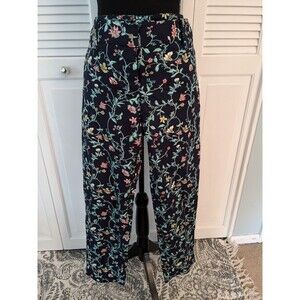 Ann Taylor Loft Pants Women's Sz 10T Floral Marisa Riviera Cropped  Blue Pink